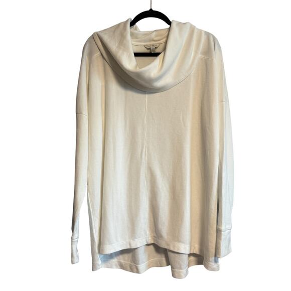 Lucky Brand Ivory Waffle Knit Cowl Neck Pullover Sweatshirt Top Size 2X - Picture 1 of 11